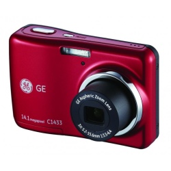 GE C1433 14.0 megapixel digital camera 3X optical zoom, 2.4-inch LCD screen (Red)